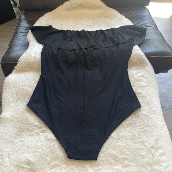 Off the shoulder, ruffled one piece swimsuit size large - Picture 2 of 3